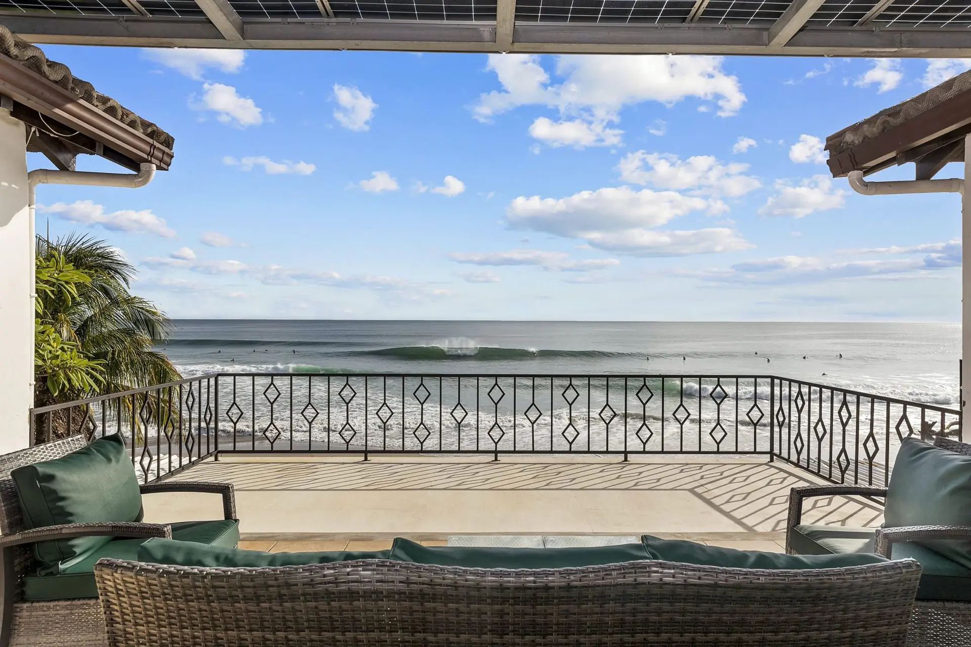Second-floor balcony overlooking the Pacific