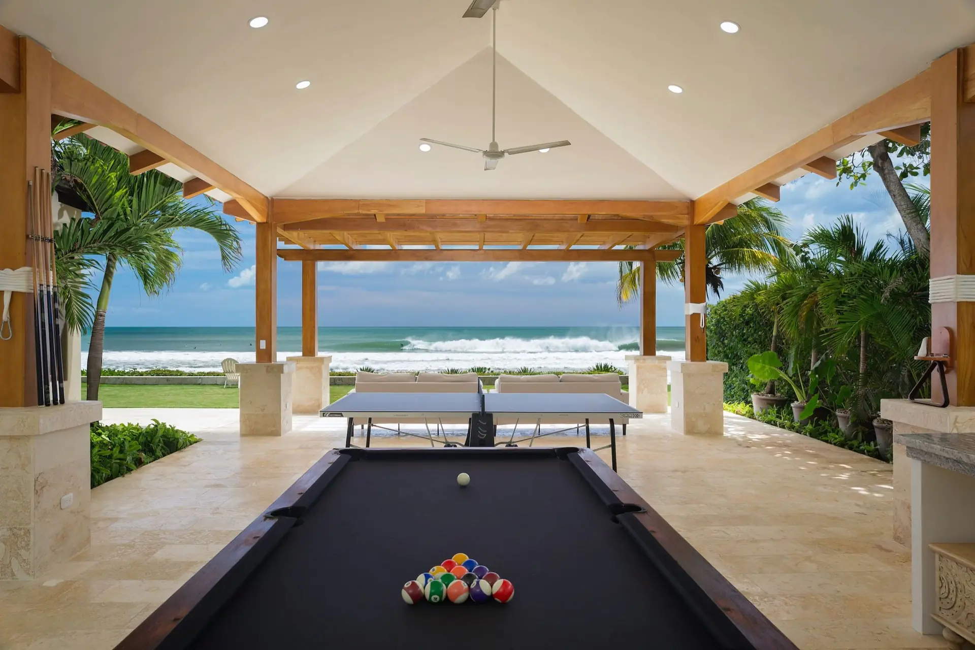 Open-air oceanfront pavilion at Casa Colorados